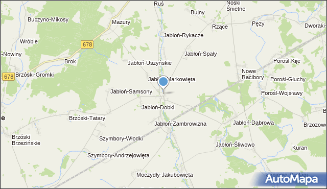 mapa Jabłoń Kościelna, Jabłoń Kościelna na mapie Targeo